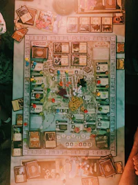 a group of people sitting around a table with a board game